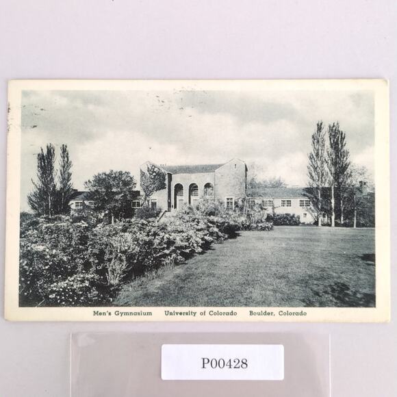 University of Colorado Men's Gymnasium Boulder 1940s Postcard B&W Real Photo - Picture 1 of 2